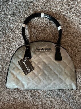 Lux De Ville Black Jace Bowler Silver Dome Handbag